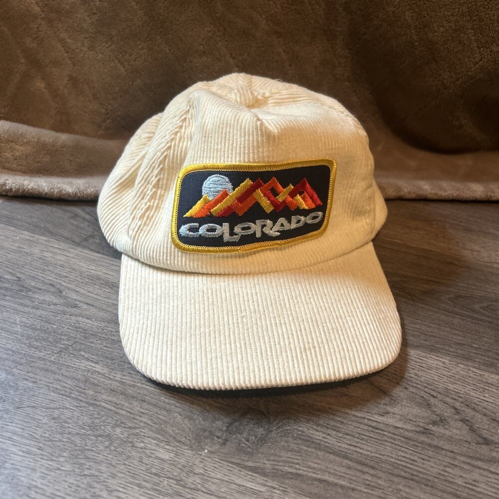Vintage Corduroy Cream Colorado Snapback Old School Hat, Cap